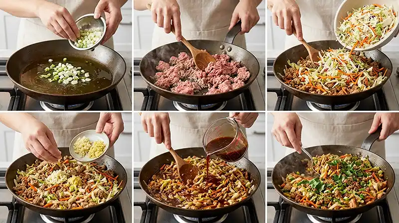 Ground Turkey Egg Roll Bowls 3 how to make the Ground Turkey Egg Roll Bowls
