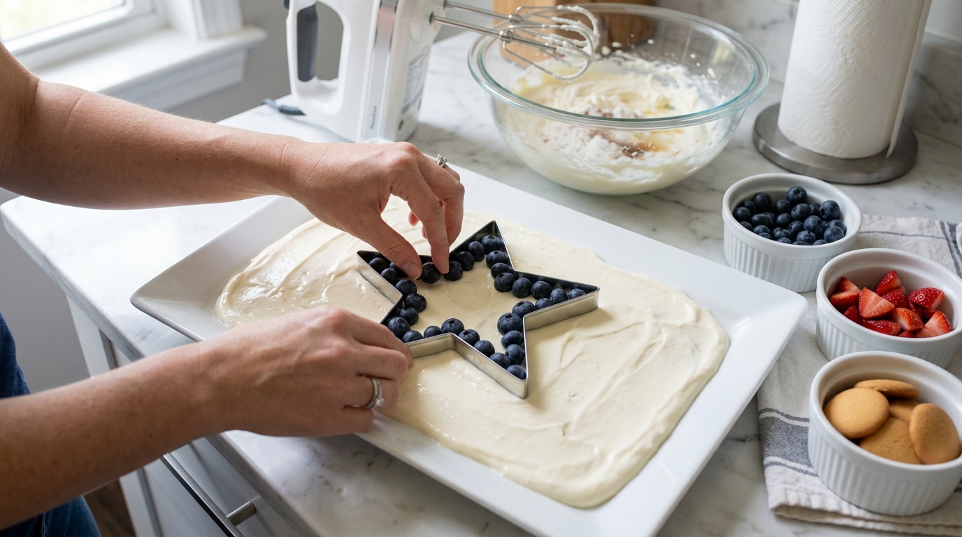 Red White and Blue Cheesecake Dip 3 how to make the Red White and Blue Cheesecake Dip