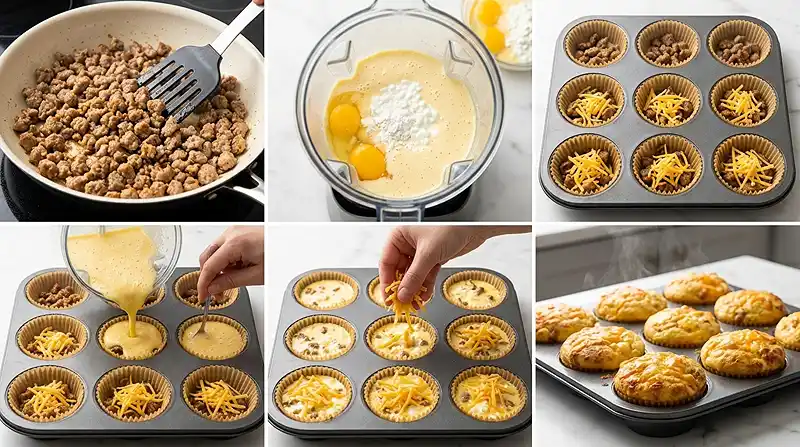 Sausage Egg Cottage Cheese Muffins 3 how to make the Sausage Egg Cottage Cheese Muffins
