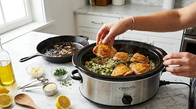 Slow Cooker Lemon Herb Chicken and Rice 3 how to make the Slow Cooker Lemon Herb Chicken and Rice