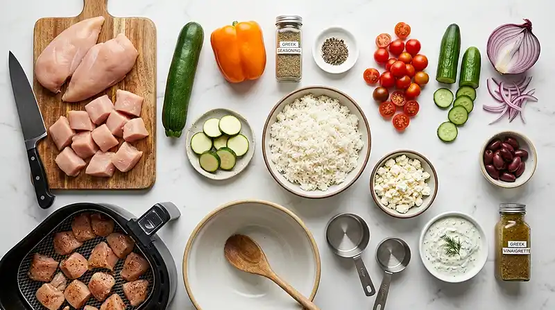 Air Fryer Greek Chicken Bowls 2 ingredients for Air Fryer Greek Chicken Bowls