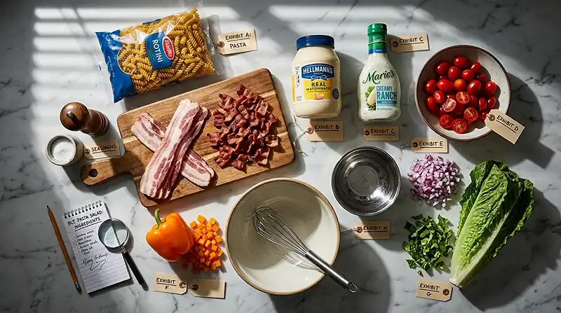 BLT Ranch Pasta Salad 2 ingredients for BLT Ranch Pasta Salad