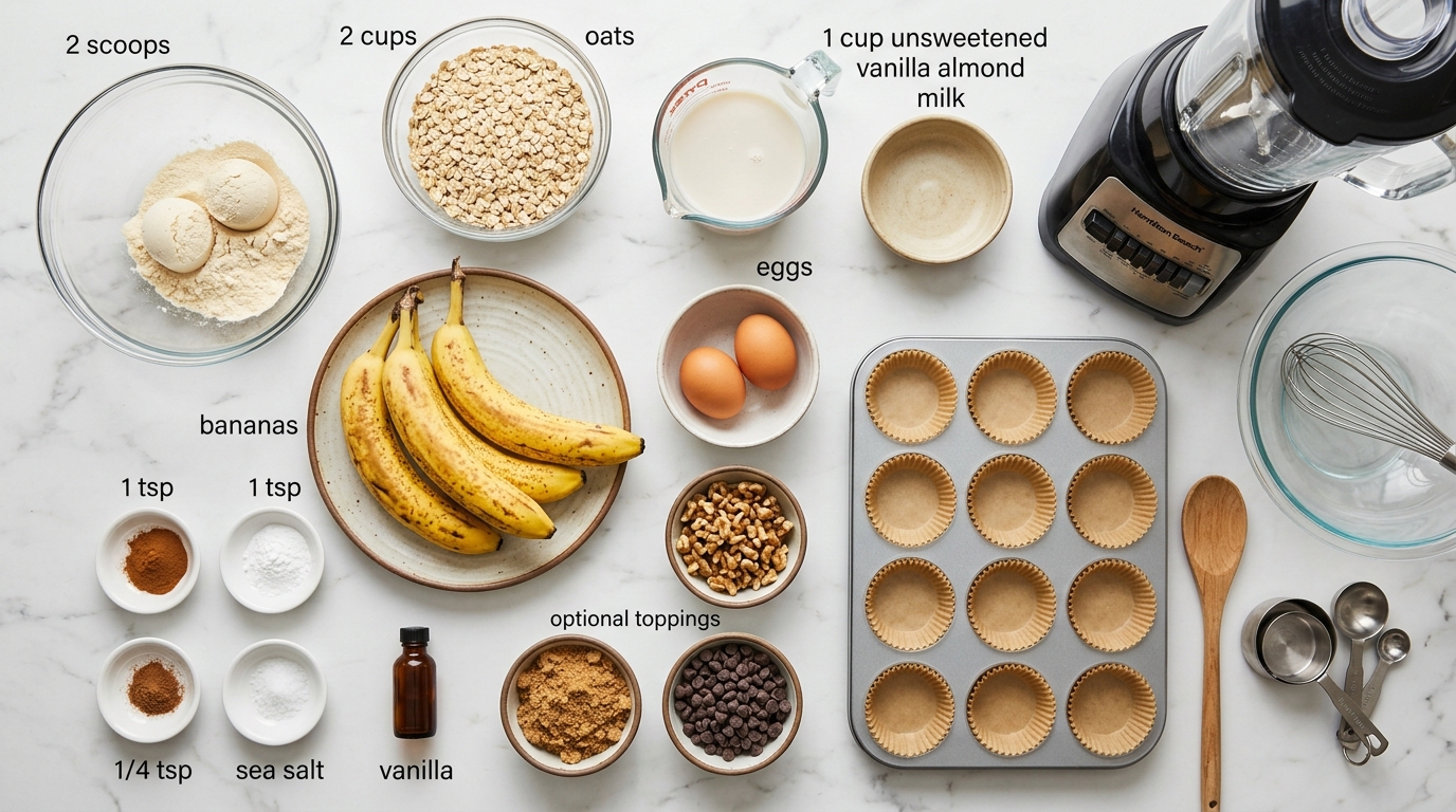 Banana Bread Protein Muffins 2 ingredients for Banana Bread Protein Muffins