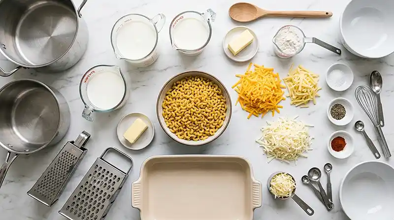 Creamy Homemade Baked Mac and Cheese 2 ingredients for Creamy Homemade Baked Mac and Cheese