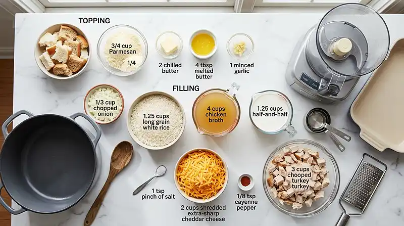 ingredients for Creamy Turkey Rice Casserole