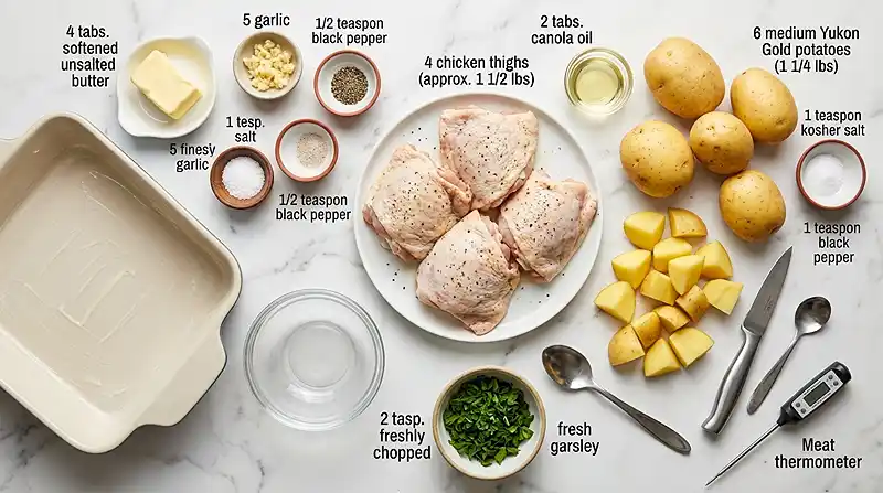 Garlic Butter Chicken and Potatoes 2 ingredients for Garlic Butter Chicken and Potatoes