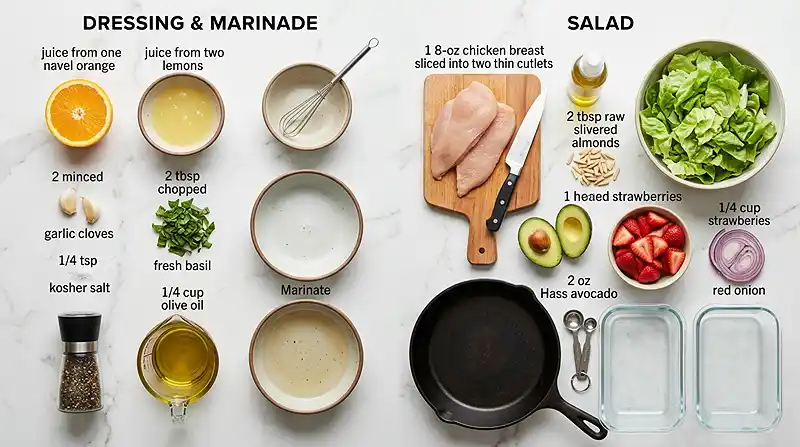 Grilled Chicken Strawberry Avocado Salad 3 ingredients for Grilled Chicken Strawberry Avocado Salad