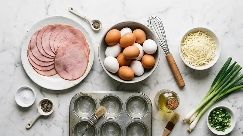 Ham and Cheese Egg Cups 2 ingredients for Ham and Cheese Egg Cups