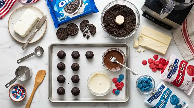 Patriotic Oreo Truffles 2 ingredients for Patriotic Oreo Truffles