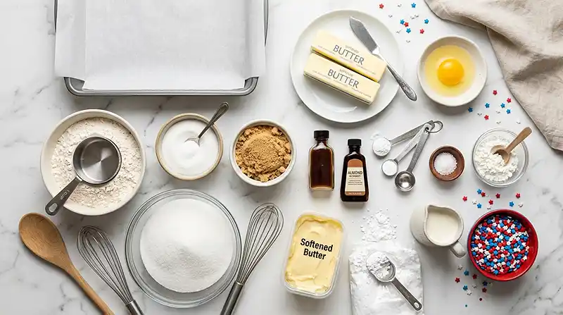 ingredients for Patriotic Sugar Cookie Bars