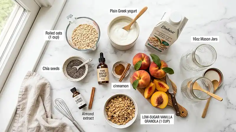 Peach Crisp Overnight Oats 3 ingredients for Peach Crisp Overnight Oats