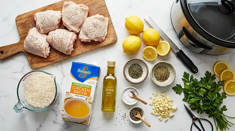 Slow Cooker Lemon Herb Chicken and Rice 2 ingredients for Slow Cooker Lemon Herb Chicken and Rice