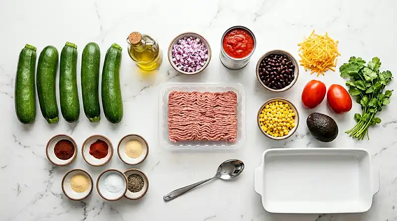 Turkey Taco Zucchini Boats 2 ingredients for Turkey Taco Zucchini Boats