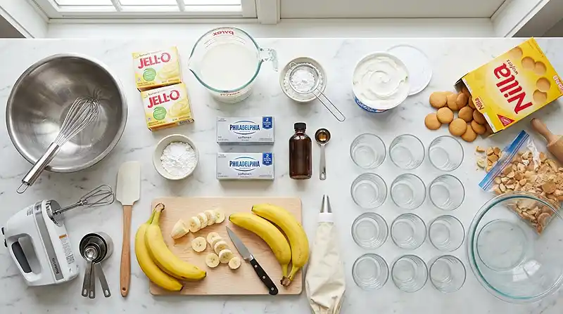 No-Bake Banana Pudding Cups 2 ingredients fot No-Bake Banana Pudding Cups