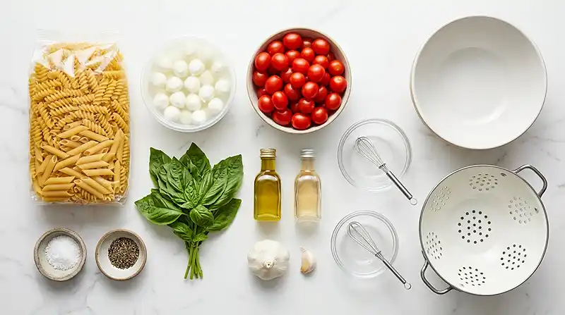 Caprese Pasta Salad 2 ingredients of the Caprese Pasta Salad