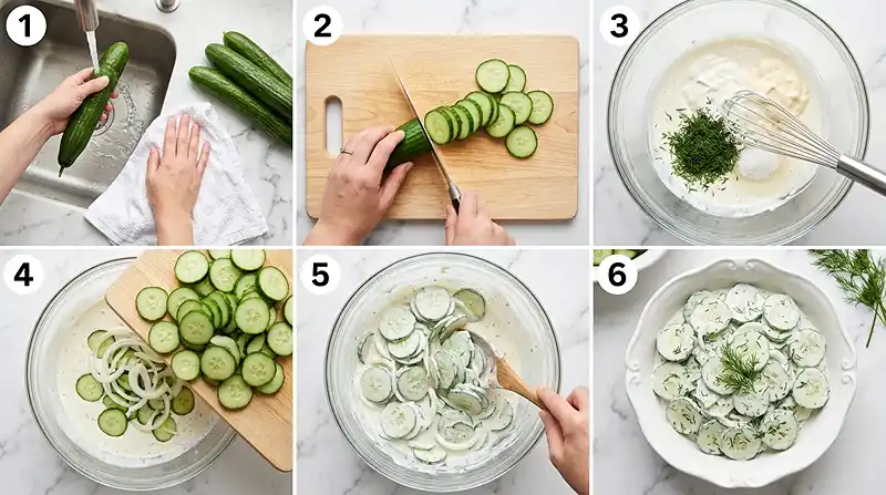 Creamy Cucumber Salad 3 making the Creamy Cucumber Salad