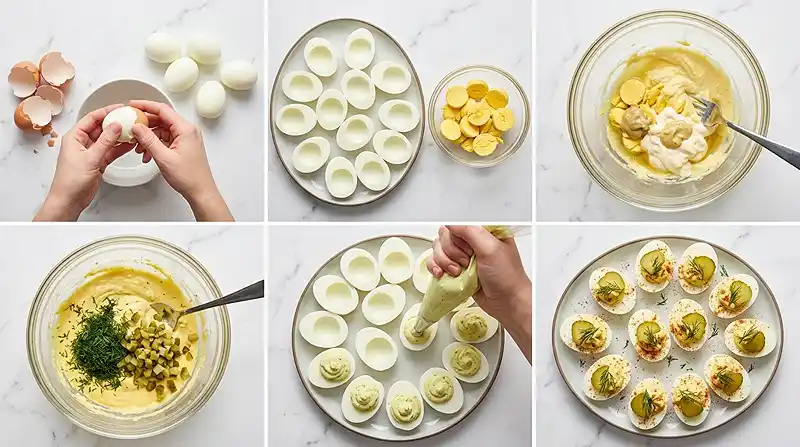 Dill Pickle Deviled Eggs 3 making the Dill Pickle Deviled Eggs