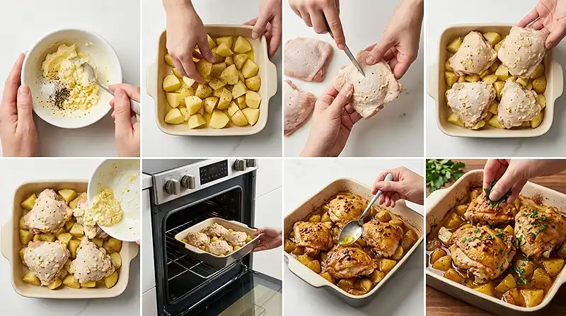 Garlic Butter Chicken and Potatoes 3 making the Garlic Butter Chicken and Potatoes