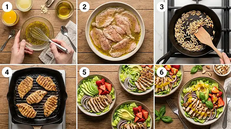 Grilled Chicken Strawberry Avocado Salad 4 making the Grilled Chicken Strawberry Avocado Salad