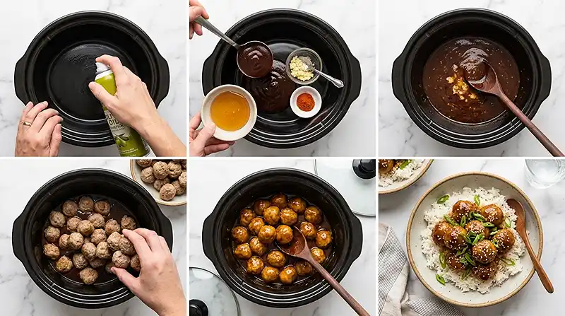 Honey Garlic Meatball Bowls 3 making the Honey Garlic Meatball Bowls