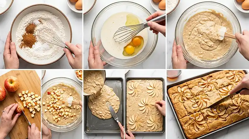 Apple Cinnamon Sheet Pan Pancakes 3 preparing the Apple Cinnamon Sheet Pan Pancakes