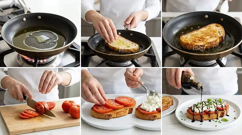 Bruschetta Cottage Cheese Toasts 3 preparing the Bruschetta Cottage Cheese Toasts