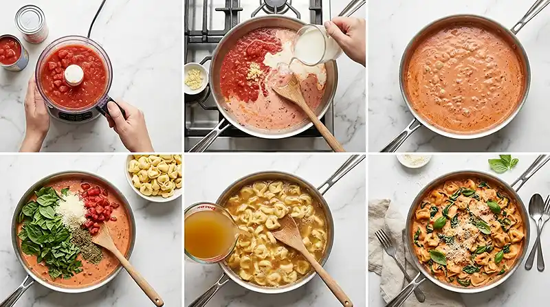 Creamy Tomato Tortellini Skillet 3 preparing the Creamy Tomato Tortellini Skillet