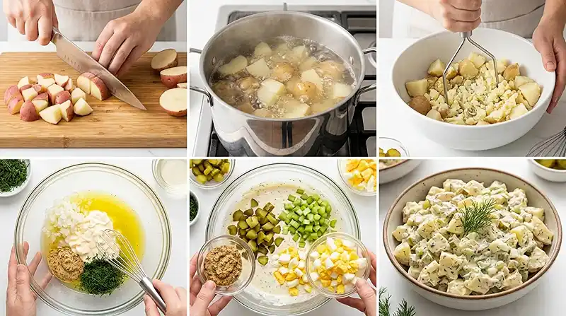 Dill Pickle Potato Salad 3 preparing the Dill Pickle Potato Salad