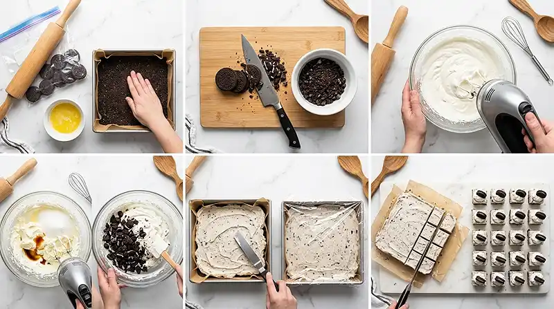 No-Bake Oreo Cheesecake Bites 3 preparing the No-Bake Oreo Cheesecake Bites