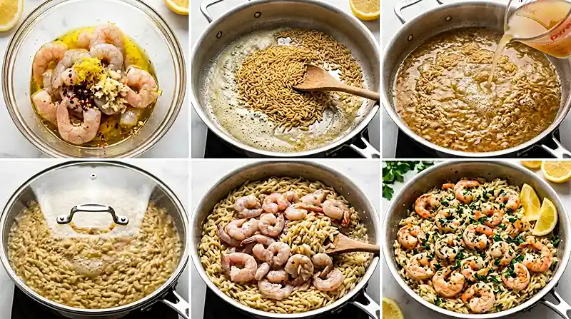 One Pan Garlic Butter Shrimp Orzo 3 preparing the One Pan Garlic Butter Shrimp Orzo