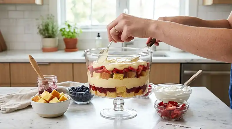 Red White and Blue Trifle Cups 3 preparing the Red White and Blue Trifle Cups