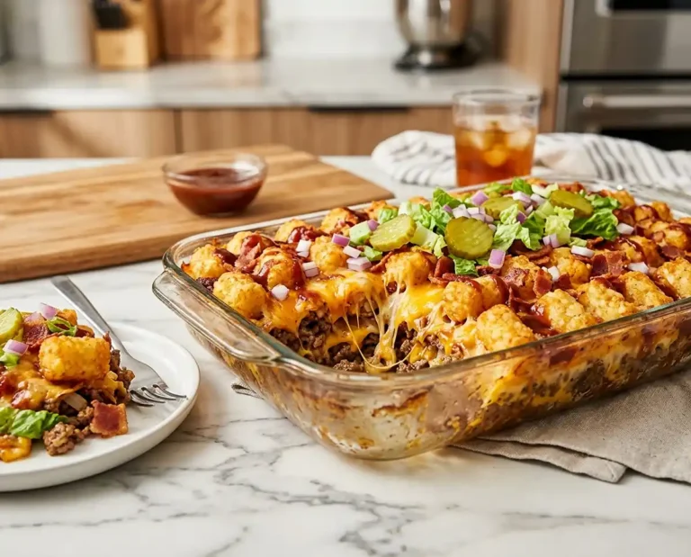BBQ Bacon Cheeseburger Tater Tot Bake