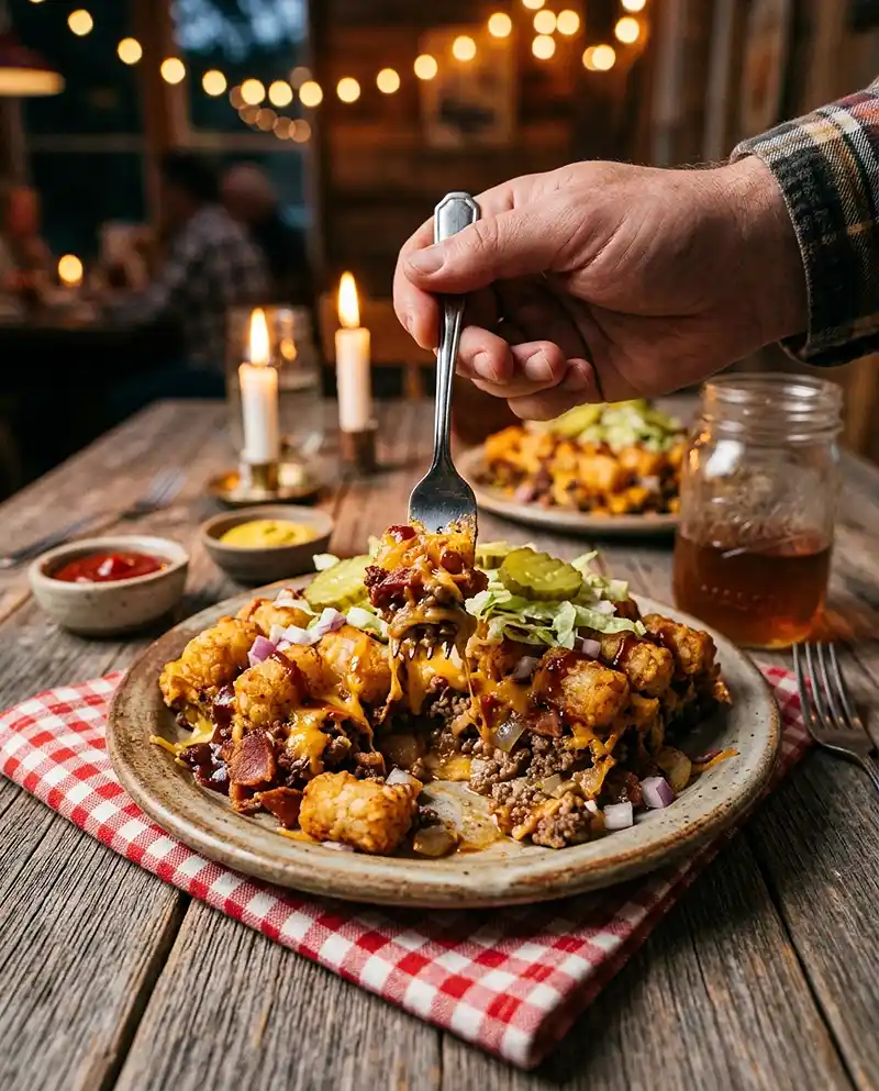 BBQ Bacon Cheeseburger Tater Tot Bake recipe