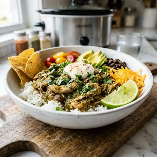 Crockpot Salsa Verde Chicken Bowls 5 Crockpot Salsa Verde Chicken Bowls