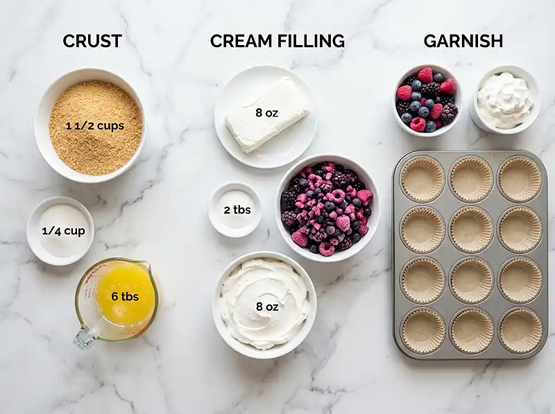 Frozen Berry Cream Pie Cups 3 Frozen Berry Cream Pie Cups Ingredients