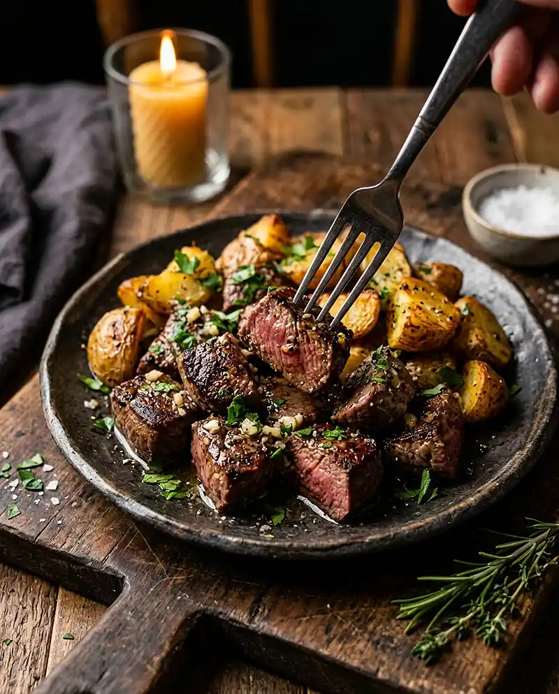 Garlic Butter Steak Bites and Potatoes 4 Garlic Butter Steak Bites and Potatoes recipe