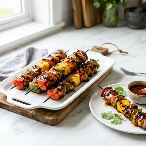 Grilled BBQ Chicken Pineapple Skewers