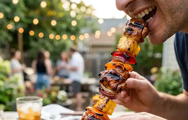 Grilled BBQ Chicken Pineapple Skewers recipe