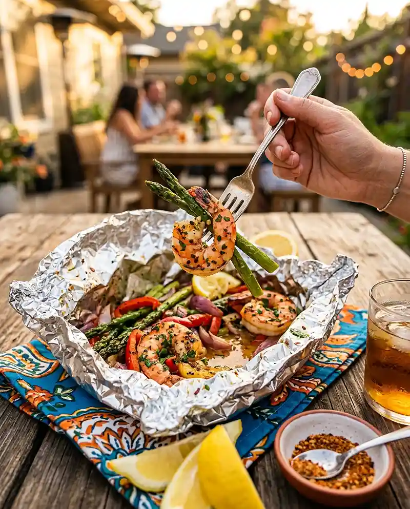 Grilled Lemon Shrimp Foil Packets recipe