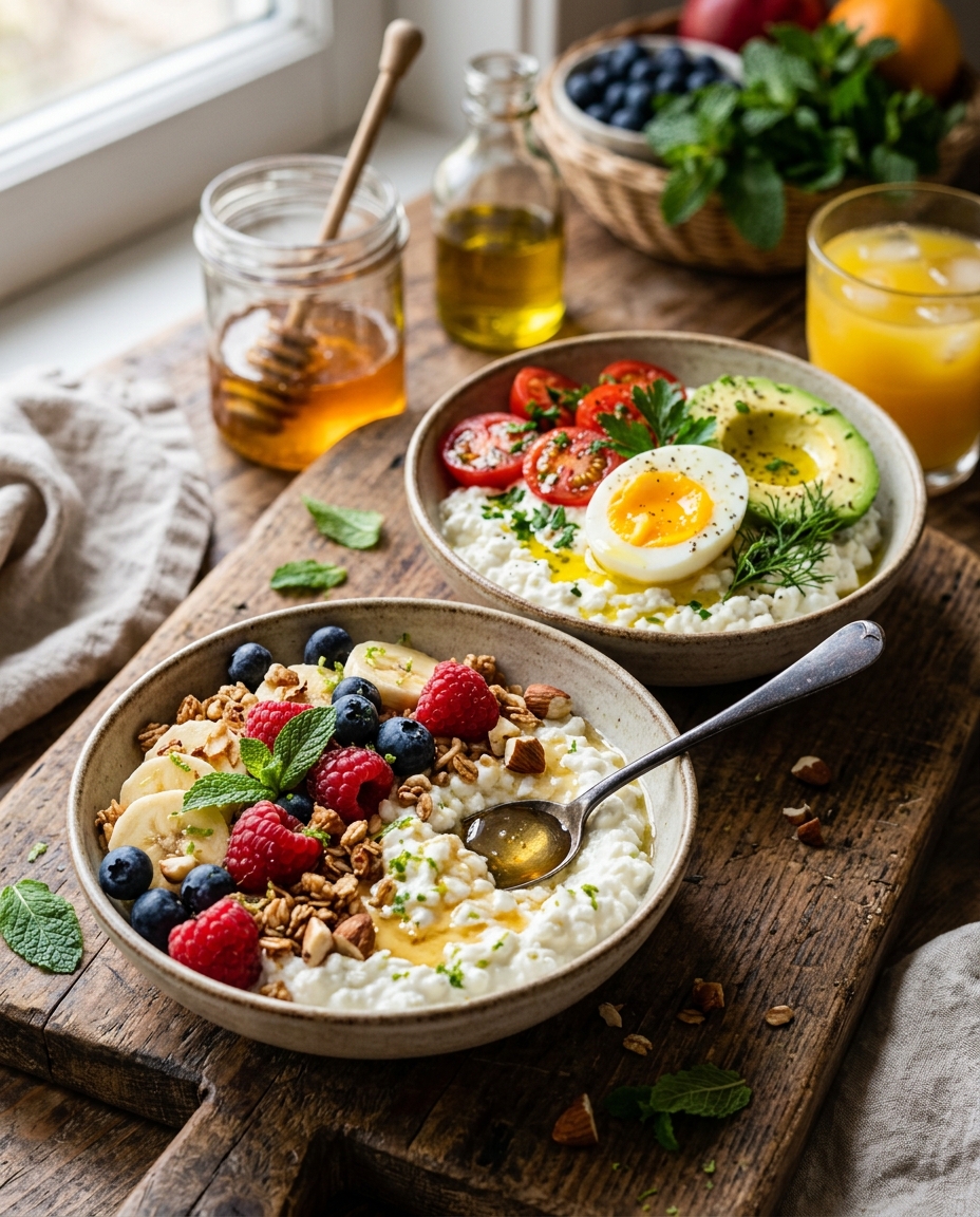 high protein cottage cheese breakfast bowl​