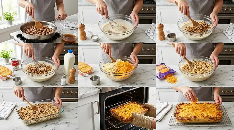 MAKING THE Cheesy Sausage Hashbrown Casserole