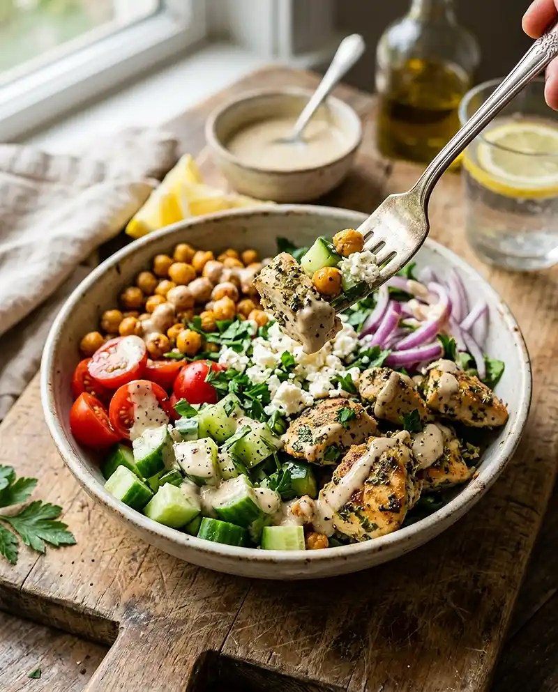 Mediterranean Chickpea Chicken Bowls 4 Mediterranean Chickpea Chicken Bowls recipe