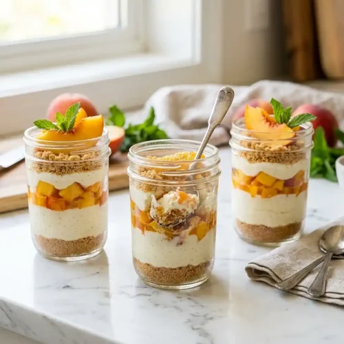 No-Bake Peach Cheesecake Jars 5 No-Bake Peach Cheesecake Jars