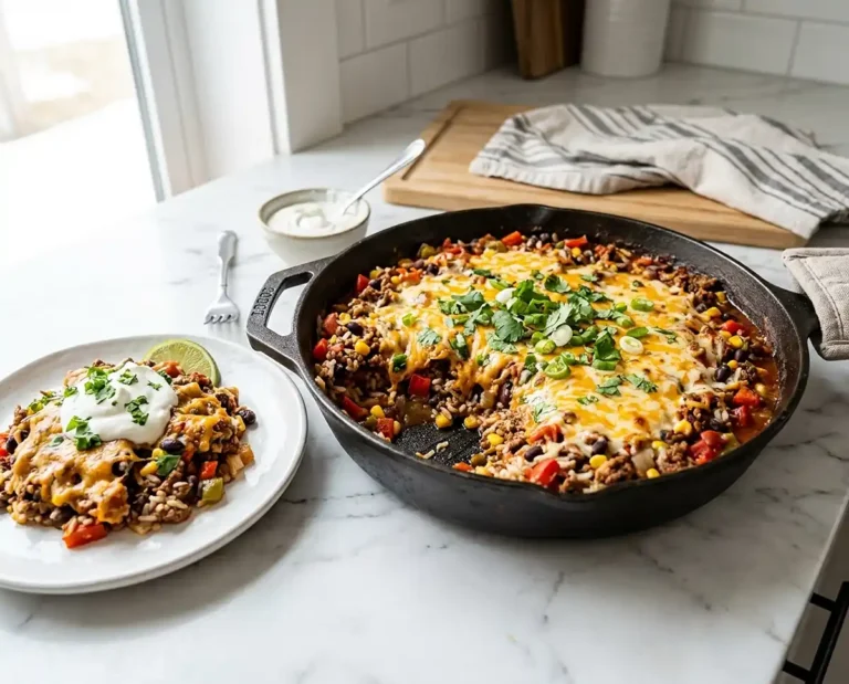 One Pan Beef Enchilada Rice