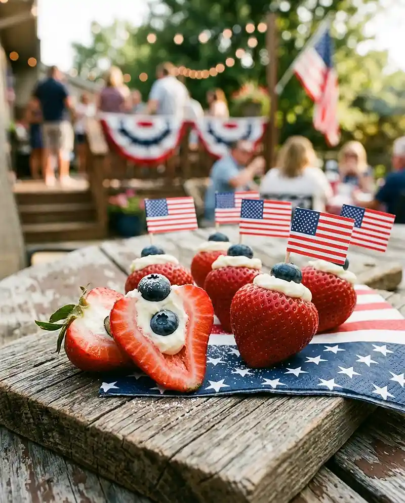 Patriotic Cheesecake Stuffed Strawberries 4 Patriotic Cheesecake Stuffed Strawberries recipe