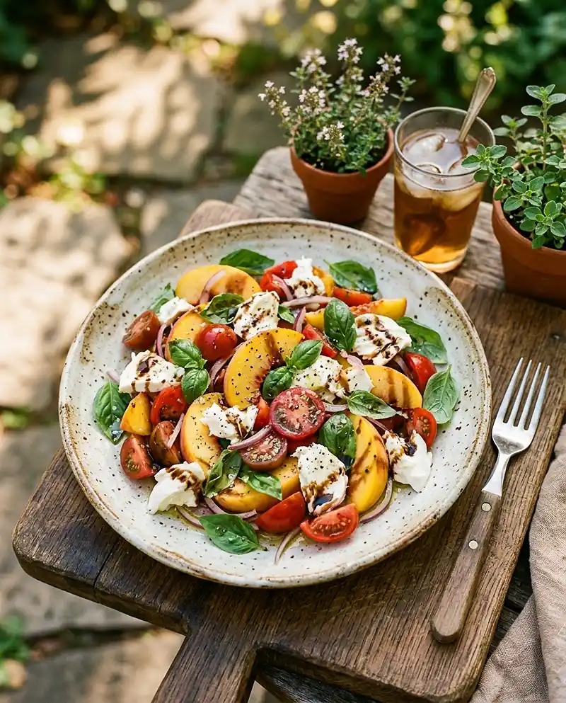 Peach Tomato Basil Salad 4 Peach Tomato Basil Salad recipe