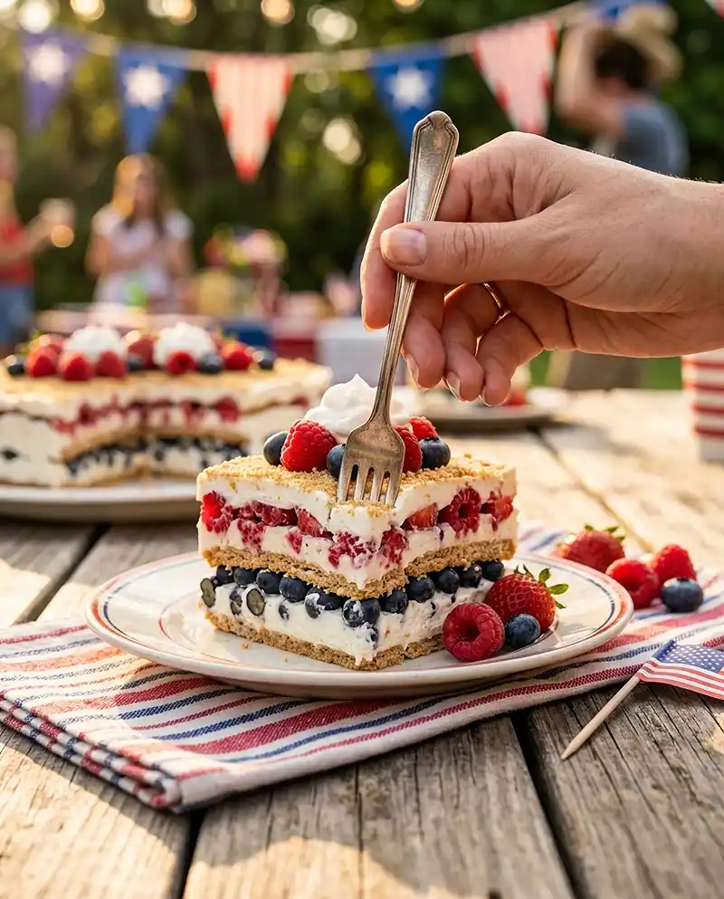 Red White and Blue Icebox Cake 4 Red White and Blue Icebox Cake recipe