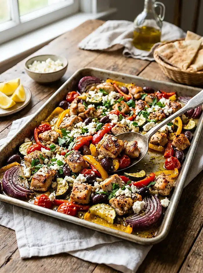 Sheet Pan Greek Chicken and Veggies 4 Sheet Pan Greek Chicken and Veggies Recipe