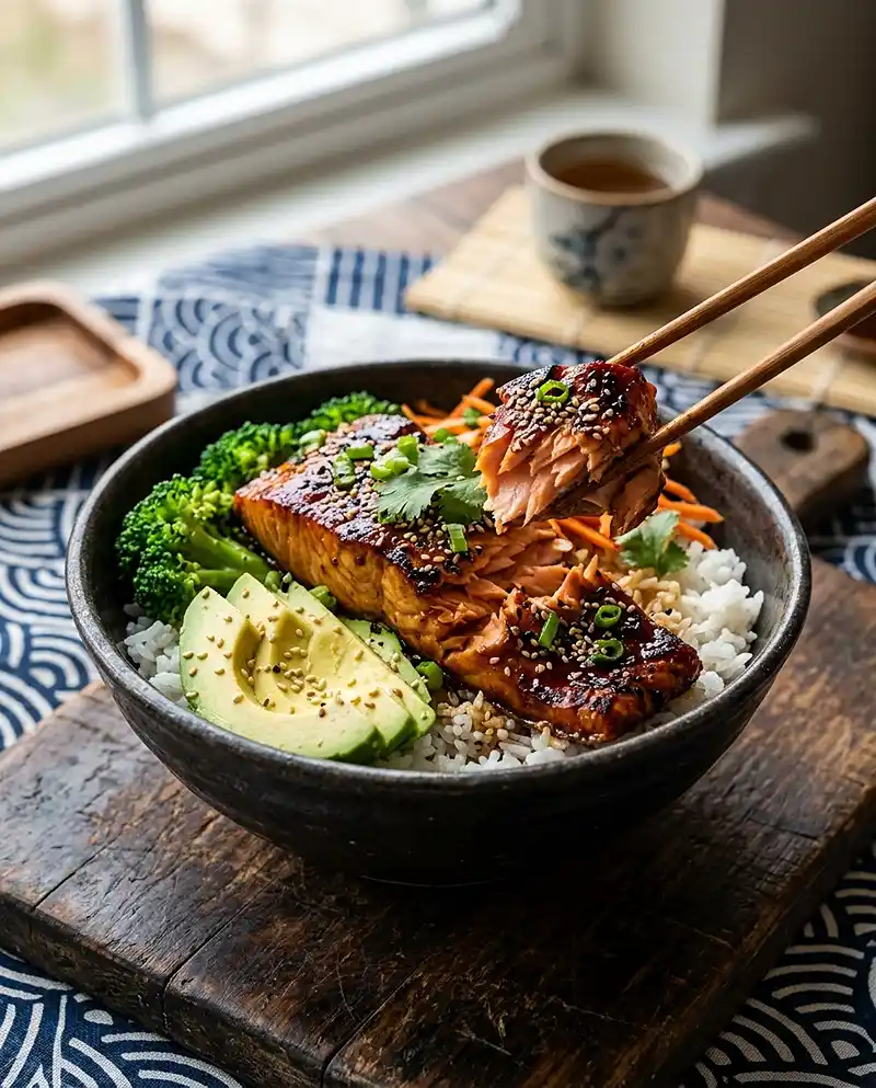 Teriyaki Salmon Rice Bowls 4 Teriyaki Salmon Rice Bowls recipe