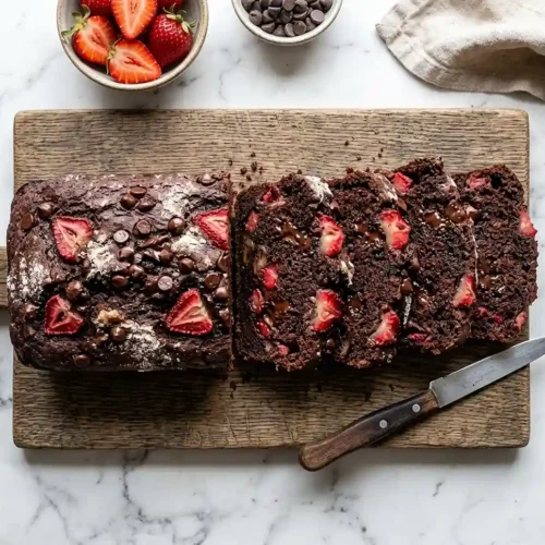 double chocolate strawberry banana bread